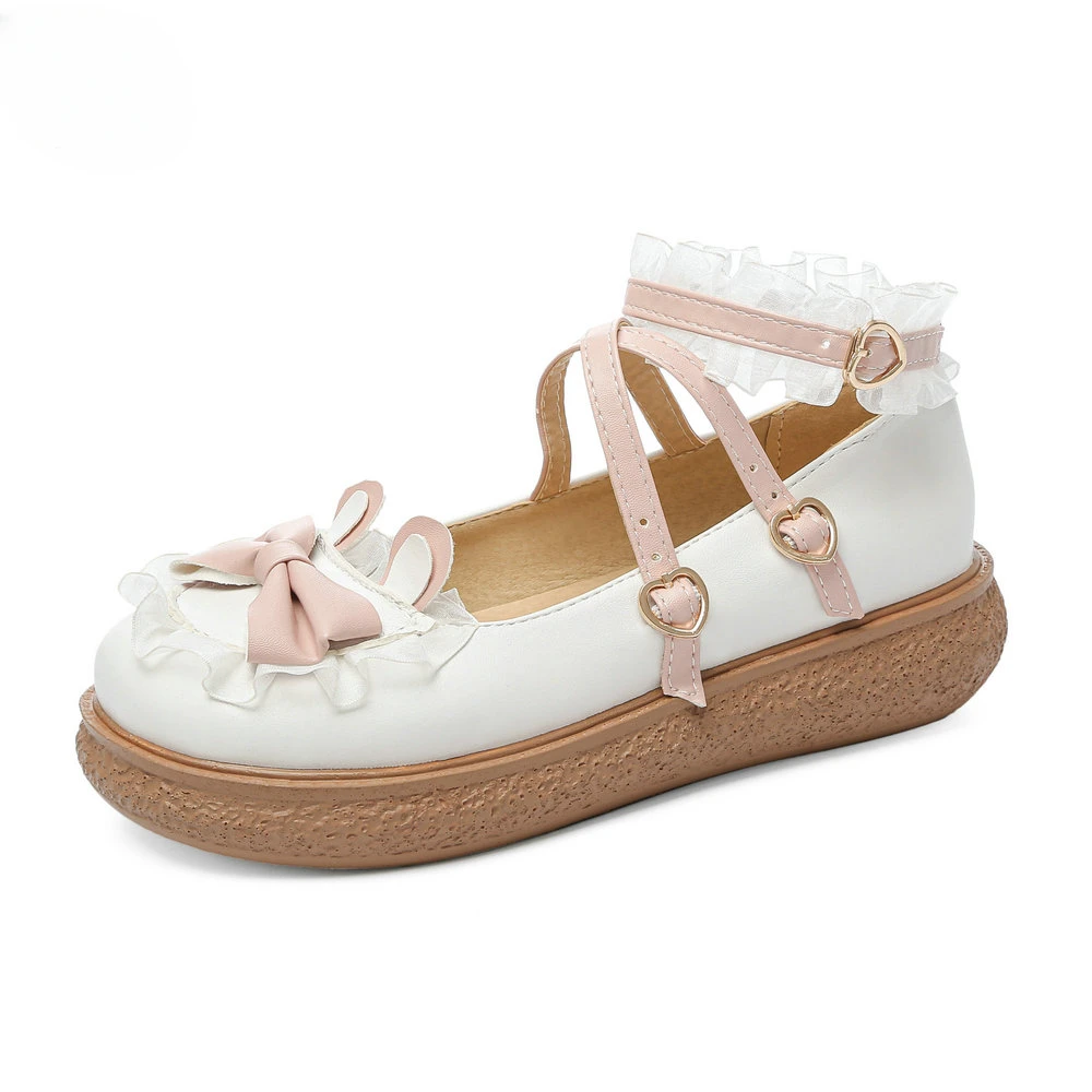 Women Lolita Princess Maid Cosplay Shoes Patchwork Color Cross Strap Buckle Round Toe Girls Cute Rabbit Ears Pumps Flat Heels
Women Lolita Princess Maid Cosplay Shoes Patchwork Color Cross Strap Buckle Round Toe Girls Cute Rabbit Ears Pumps Flat Heels