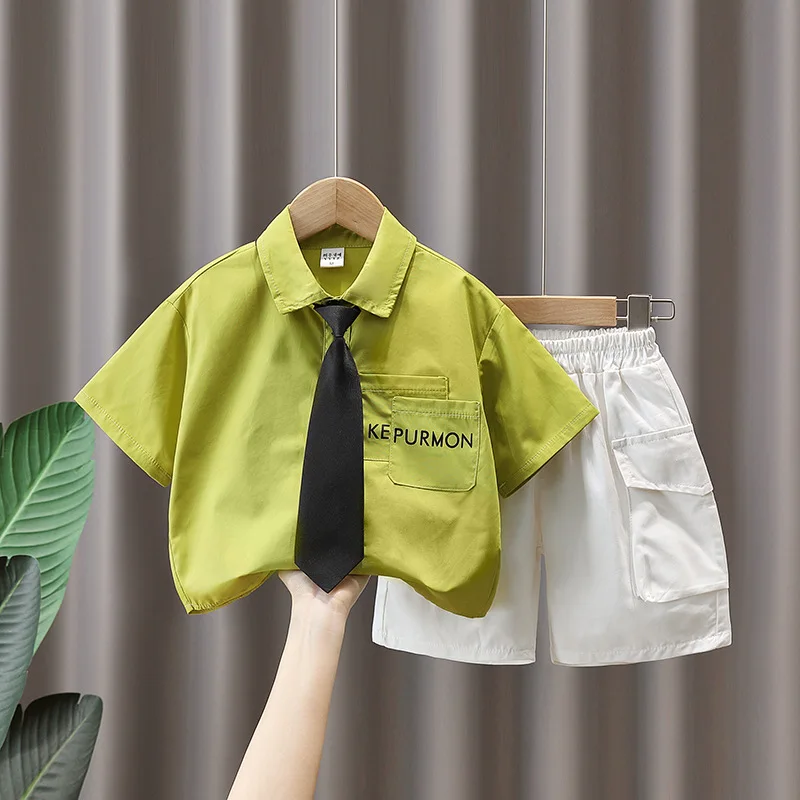 Boys' Suit Summer Thin New Casual Boy Handsome Summer Clothes Set Children's Shirt Two-piece Fashion Outfits
Boys' Suit Summer Thin New Casual Boy Handsome Summer Clothes Set Children's Shirt Two-piece Fashion Outfits