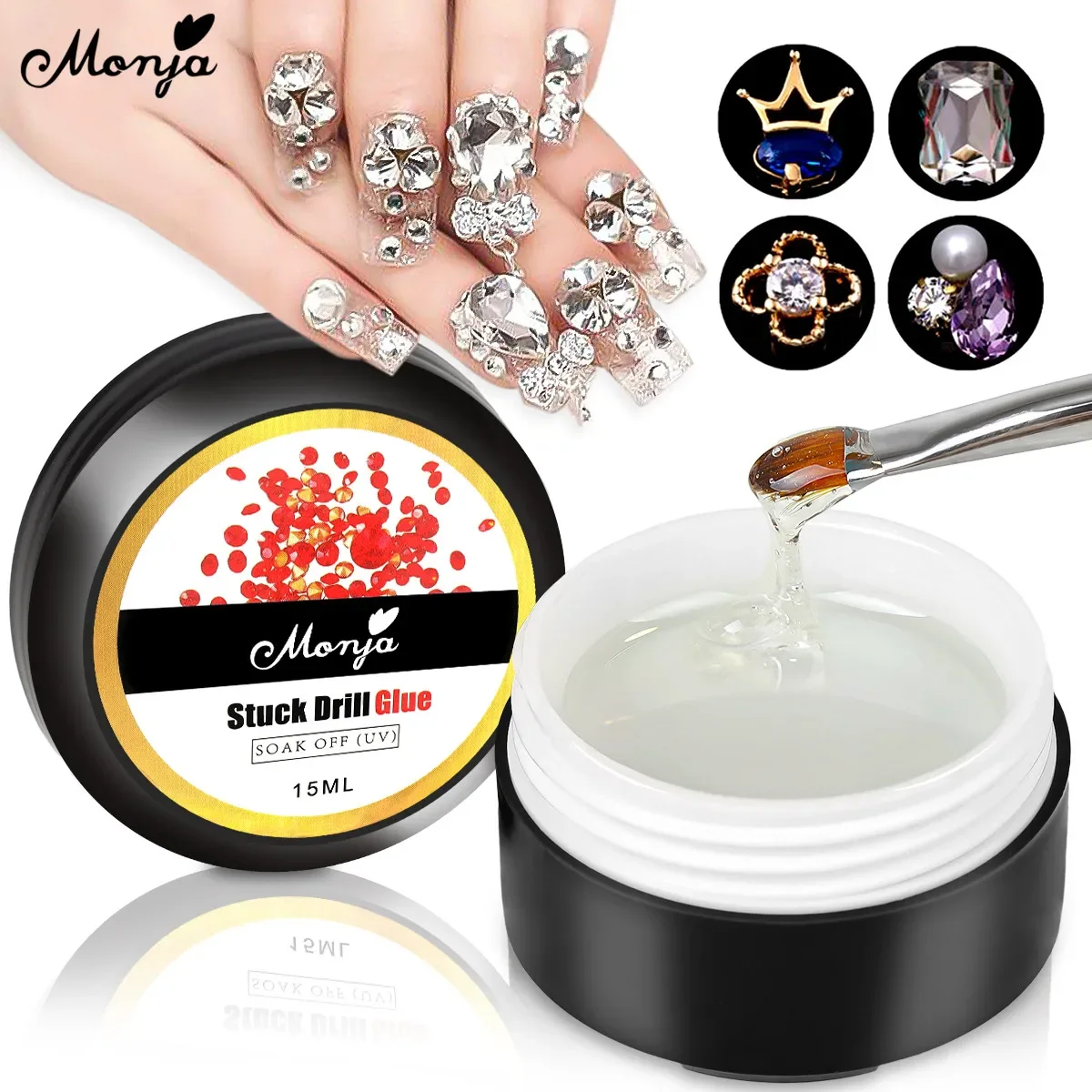 Monja 4PCS 15ml Nail Art UV Glue Gel Decoration Stuck Drill Rhinestone Jewelry Strong Adhesive Soak Off Manicure Design Tool
Monja 4PCS 15ml Nail Art UV Glue Gel Decoration Stuck Drill Rhinestone Jewelry Strong Adhesive Soak Off Manicure Design Tool