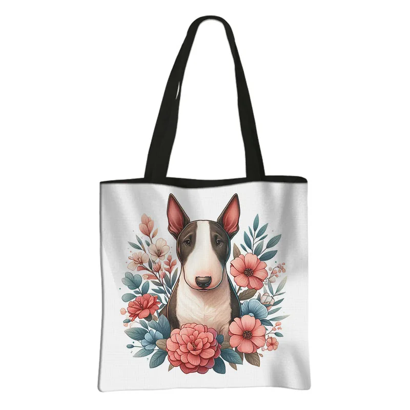 Cute Puppy Dog Print Shopping Bags with Floral Design 7 Sb51ea896ca004ecda9a11f981e4d9e45O