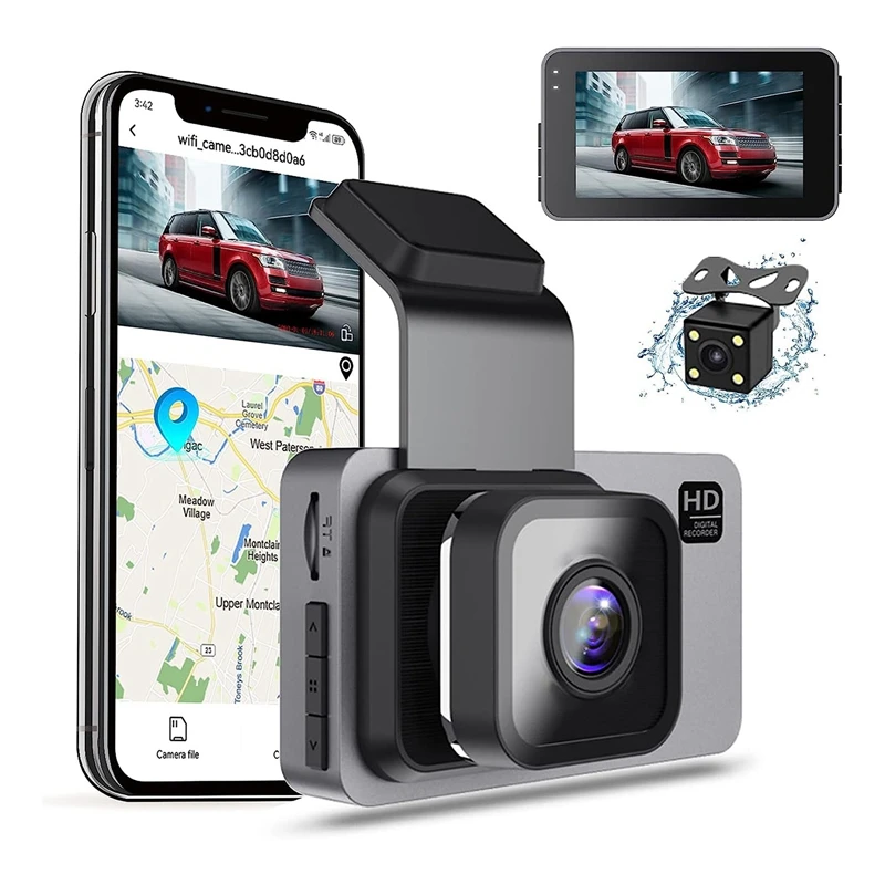 Передний и задний Автомобильный видеорегистратор с Wi-Fi 1080P HD, видеорегистратор с 3-дюймовым IPS экраном, ночным видением, монитором парковки, циклической записью
Передний и задний Автомобильный видеорегистратор с Wi-Fi 1080P HD, видеорегистратор с 3-дюймовым IPS экраном, ночным видением, монитором парковки, циклической записью