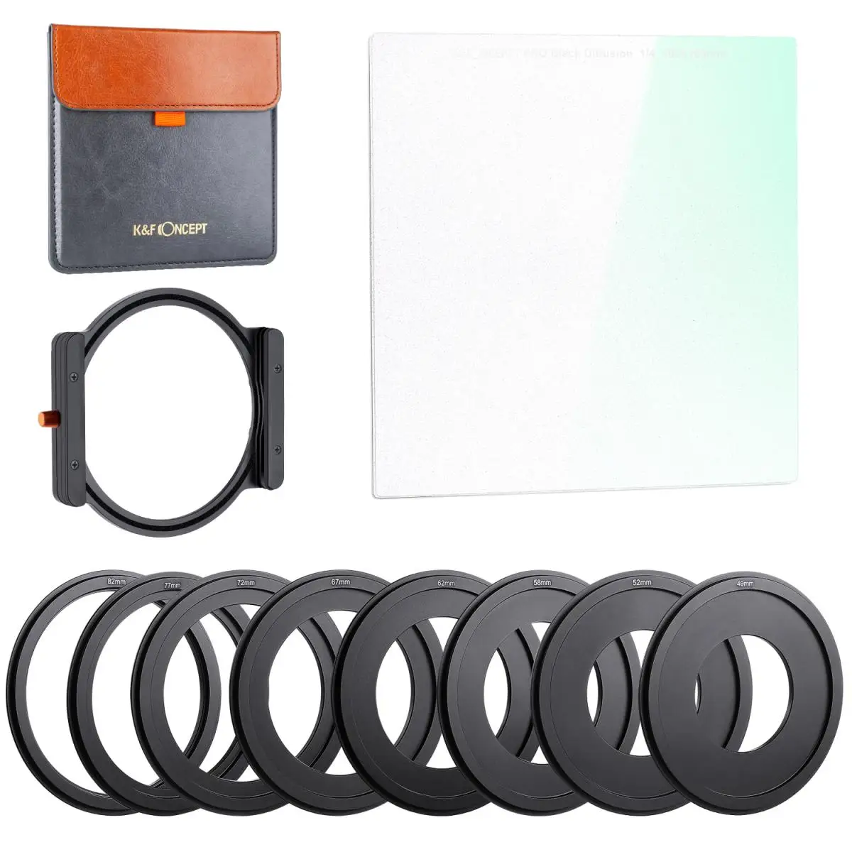 K&F Concept 100x100mm Square Black Diffusion Filter Kit Black Diffusion 1/4 Filter + 49-82mm Filter Holders for Camera Lens
K&F Concept 100x100mm Square Black Diffusion Filter Kit Black Diffusion 1/4 Filter + 49-82mm Filter Holders for Camera Lens