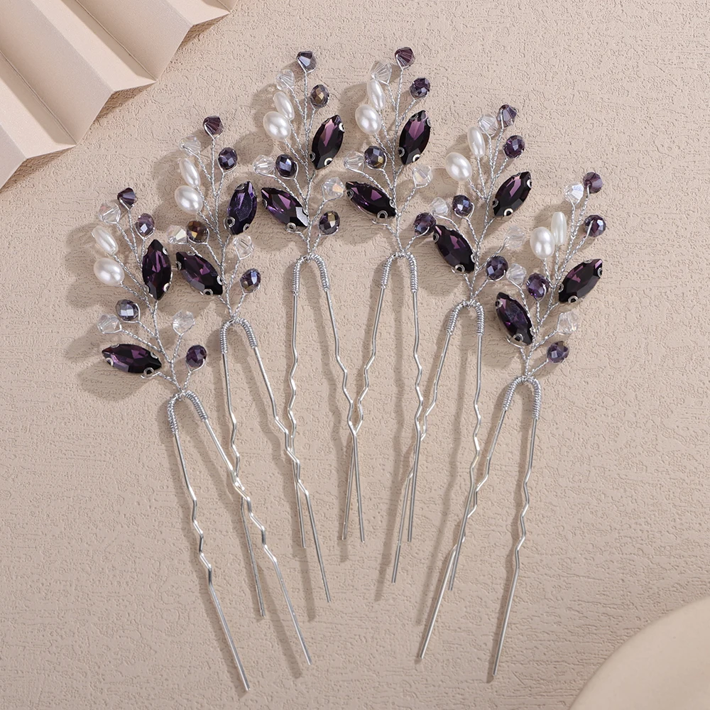 6PCS Crystal Wedding Hair Accessories Pearl Rhinestone Hair Pins for Women Bridal Headpiece 10Color Bride Party Hairpins Jewelry 25 Sb51f48f0af99421a83911f34253eafce8