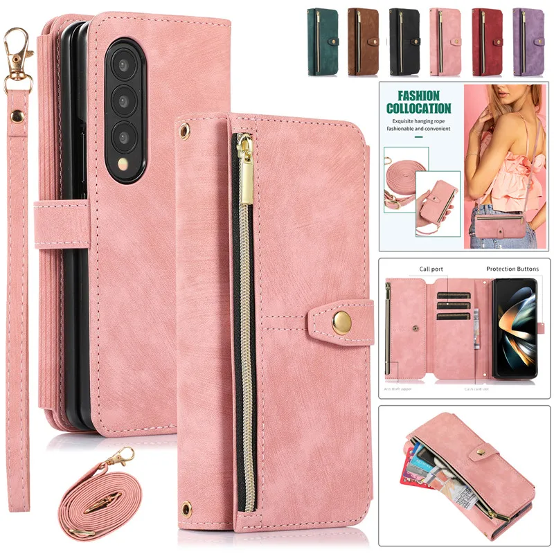 Crossbody Leather Zipper Wallet Card Phone Case for Samsung Galaxy Z Fold 5 4 3 Fold5 Fold4 Fold3 Lanyard Purse Flip Stand Cover
Crossbody Leather Zipper Wallet Card Phone Case for Samsung Galaxy Z Fold 5 4 3 Fold5 Fold4 Fold3 Lanyard Purse Flip Stand Cover