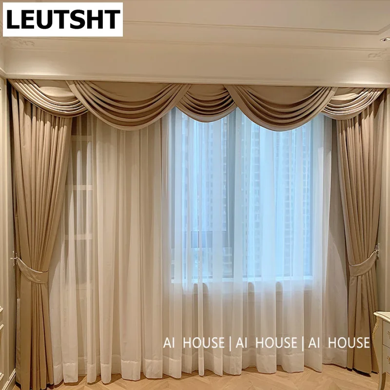 French Curtains for Living Dining Room Bedroom Milk Tea Color Fabric Curtains Light Luxury American Retro Curtain Valance Window
French Curtains for Living Dining Room Bedroom Milk Tea Color Fabric Curtains Light Luxury American Retro Curtain Valance Window