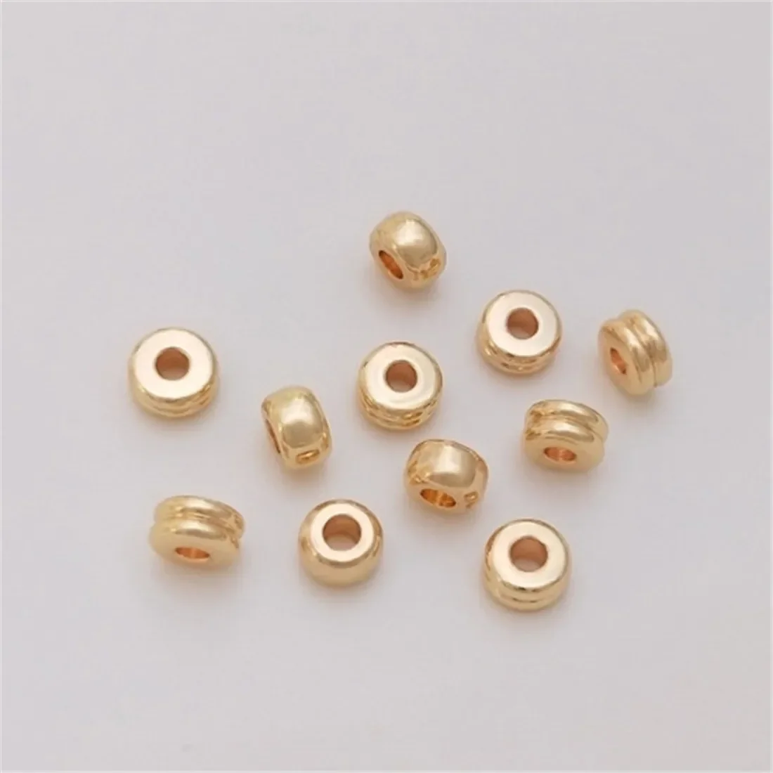 

14K Gold Wrapped Double-layer Wheel Beads Double Line Separated Beads Handmade Loose Beads DIY Bracelet Accessories Materials