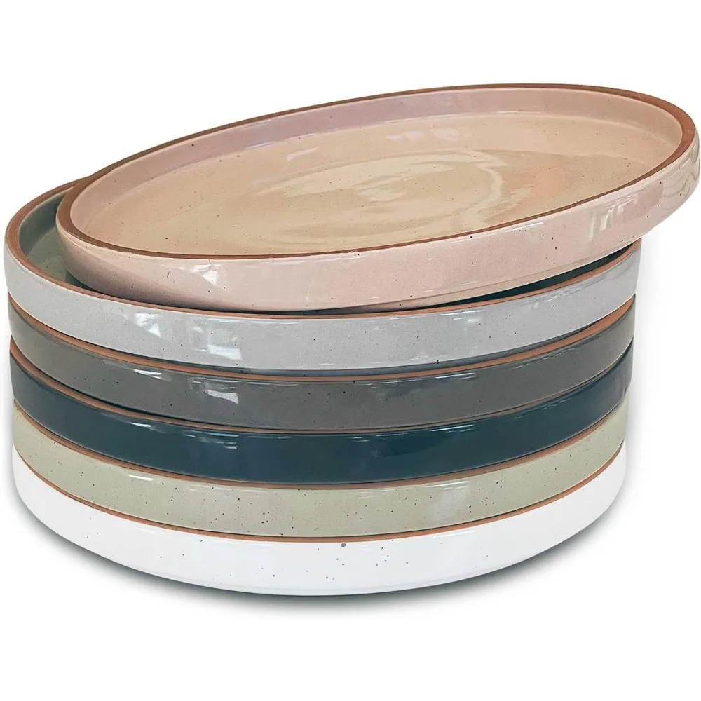 

Flat Plates Set of 6-8 in - The Dessert, Salad, Appetizer, Small Lunch, etc. Microwave, Oven, and Dishwasher Safe