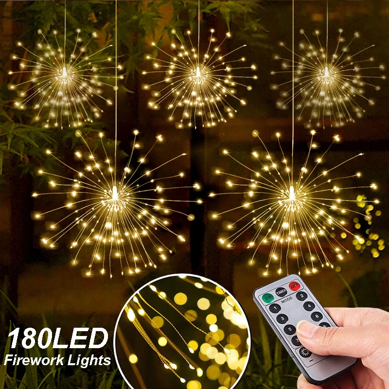 LED Night Light with Remote 180 Led Firework String Lights Explosion Star Copper Silver Wire Fairy Light Hanging Lamp Decoration
LED Night Light with Remote 180 Led Firework String Lights Explosion Star Copper Silver Wire Fairy Light Hanging Lamp Decoration