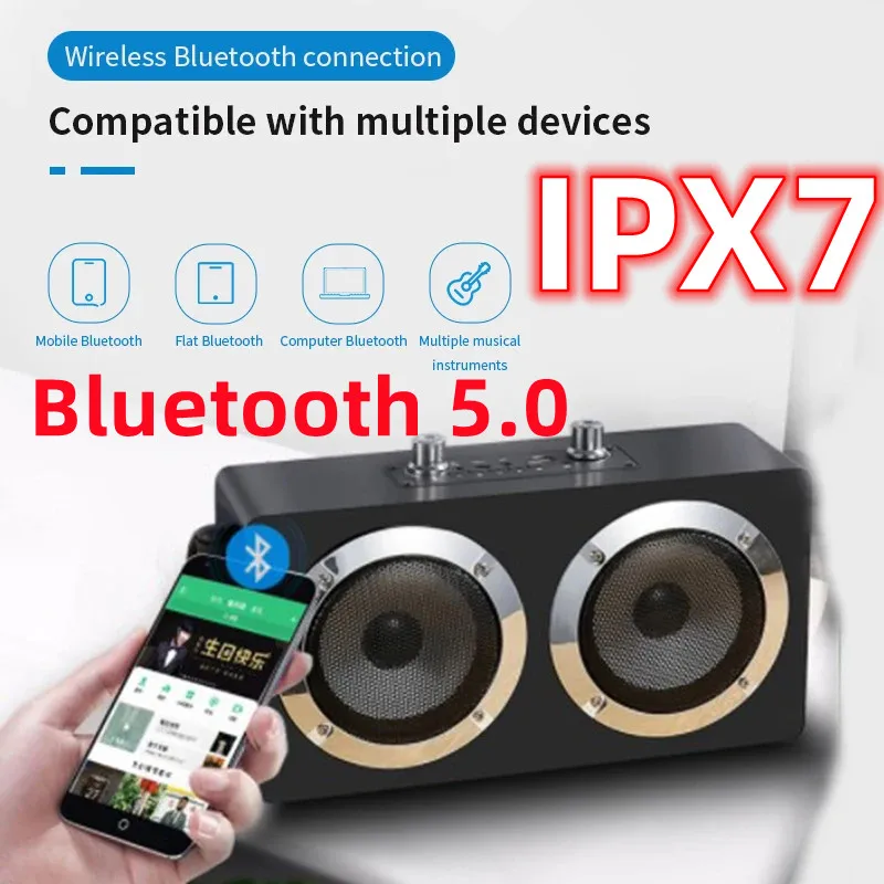 

Высокомощный беспроводной Bluetooth-динамик, высококачественный объемный звук, музыкальный плеер, портативный сабвуфер с дистанционным управлением, TF-карта