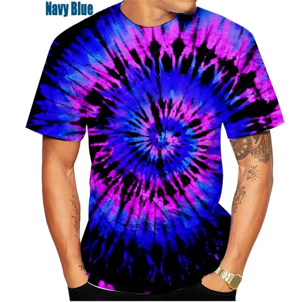 

Colorful Tie-dye Pattern Short Sleeve Printing 3D T Shirt Men's Fashion Round Neck T-shirt