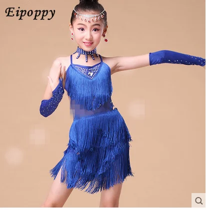 

Children's Latin dance costumes girls Latin dance skirt children's show game show new clothing sequined tassels