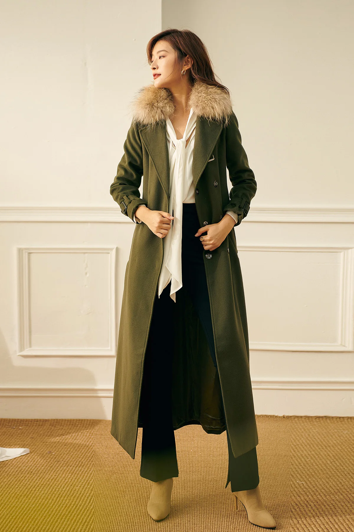 Office Lady Winter Wool Long Coat Green Fur Collar Jacket Wool & Blends Overcoat Elegant Cashmere England Style Double Breasted
Office Lady Winter Wool Long Coat Green Fur Collar Jacket Wool & Blends Overcoat Elegant Cashmere England Style Double Breasted