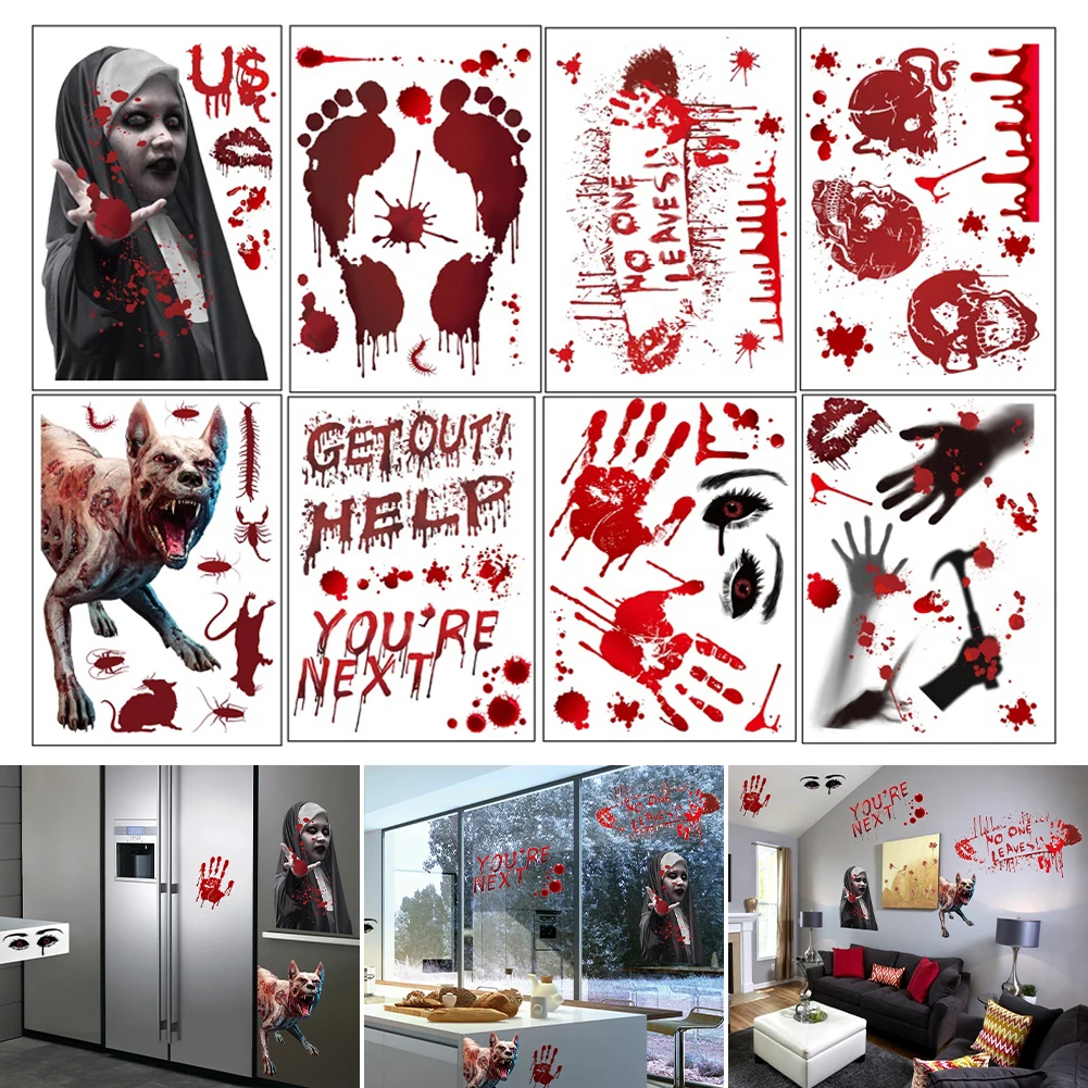 8 Sheets Halloween Decorative Window Stickers Horror Bloody Fingerprints Footprints Decals Electrostatic Stickers for Car Window
8 Sheets Halloween Decorative Window Stickers Horror Bloody Fingerprints Footprints Decals Electrostatic Stickers for Car Window