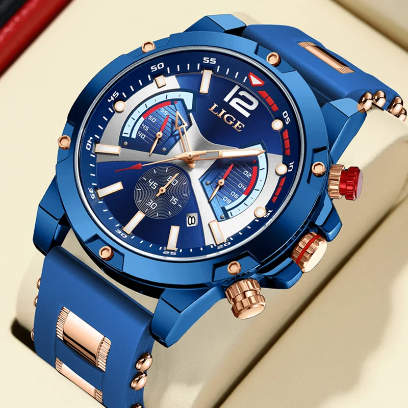 

LIGE New Sport Chronograph Mens Watches Top Brand Luxury Full Steel Quartz Clock Waterproof Big Dial Watch Men Montre Homme