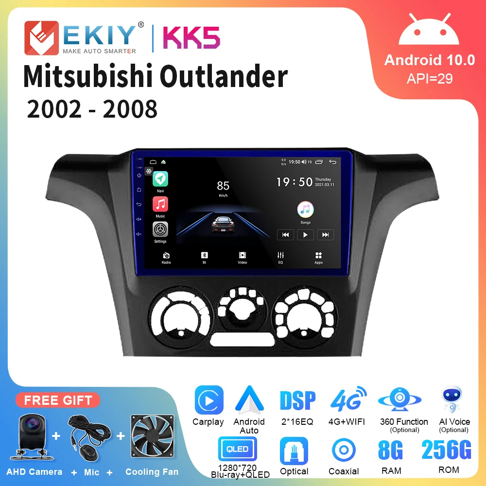 

EKIY KK5 QLED Car Radio Stereo For Mitsubishi Outlander 1 2002 - 2008 Autoradio Android Auto Carplay Navigation GPS BT Head Unit