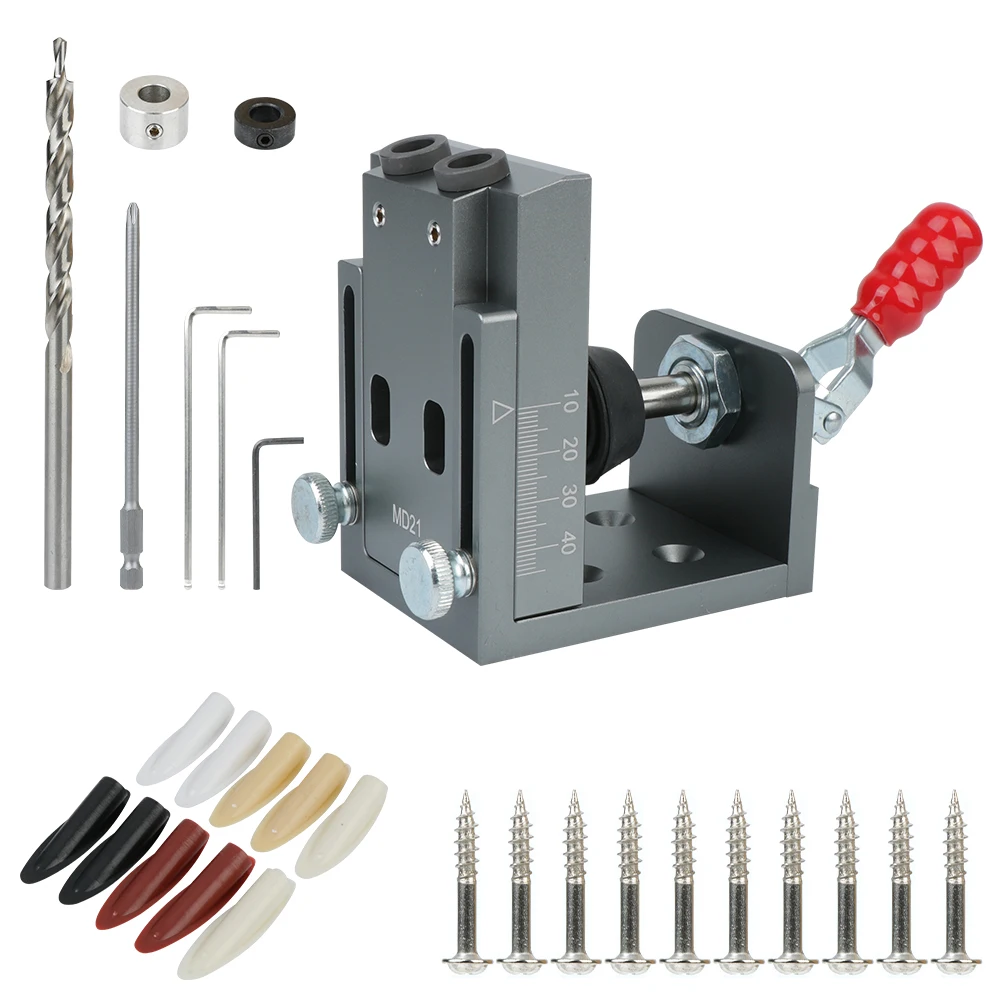 Hole Puncher 15 Degrees Pocket Hole Jig Kit Push-pull Clamp Locator With Drill Bit Set DIY Carpentry Tools Set
Hole Puncher 15 Degrees Pocket Hole Jig Kit Push-pull Clamp Locator With Drill Bit Set DIY Carpentry Tools Set