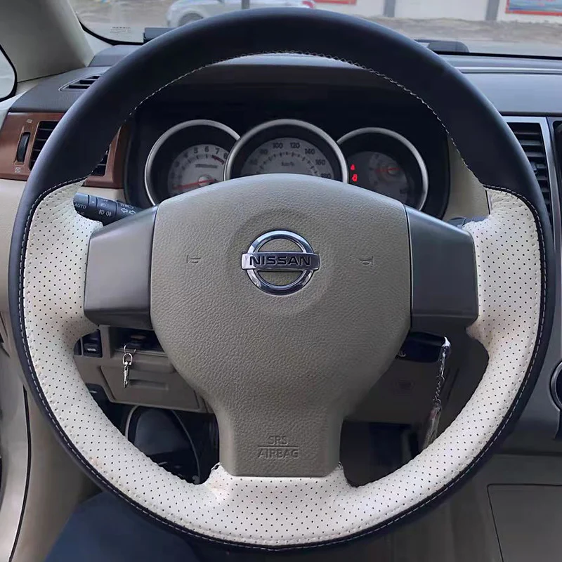 

Black Beige Leather For Nissan Teana X-Trail Qashqai Kicks Bluebird Sylphy Tiida SUNNY Murano Car Steering Wheel Cover Interior