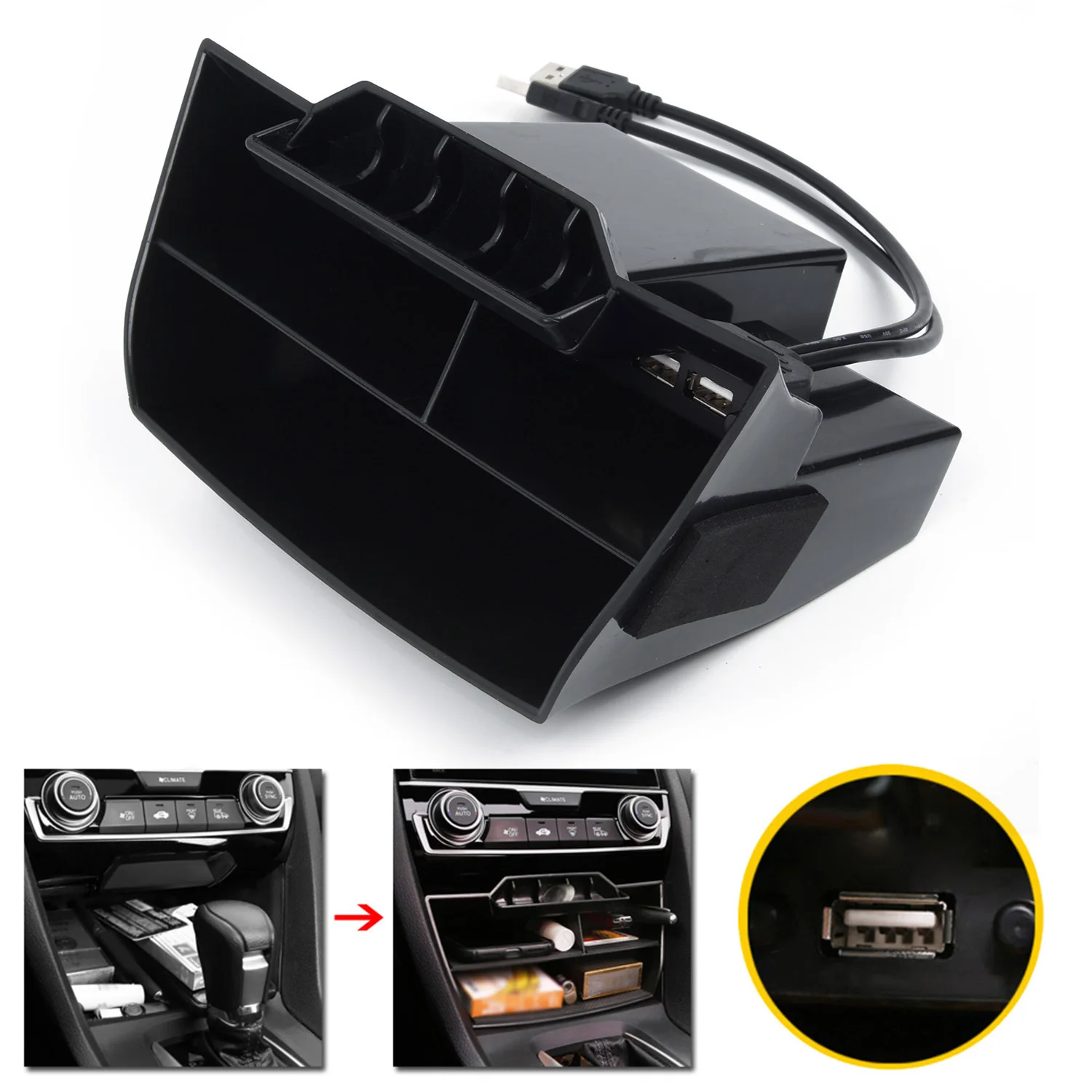 Центральный ящик для хранения с двумя USB-портами для автомобилей Honda Civic 10 поколения 2016-2019 LHD
Центральный ящик для хранения с двумя USB-портами для автомобилей Honda Civic 10 поколения 2016-2019 LHD