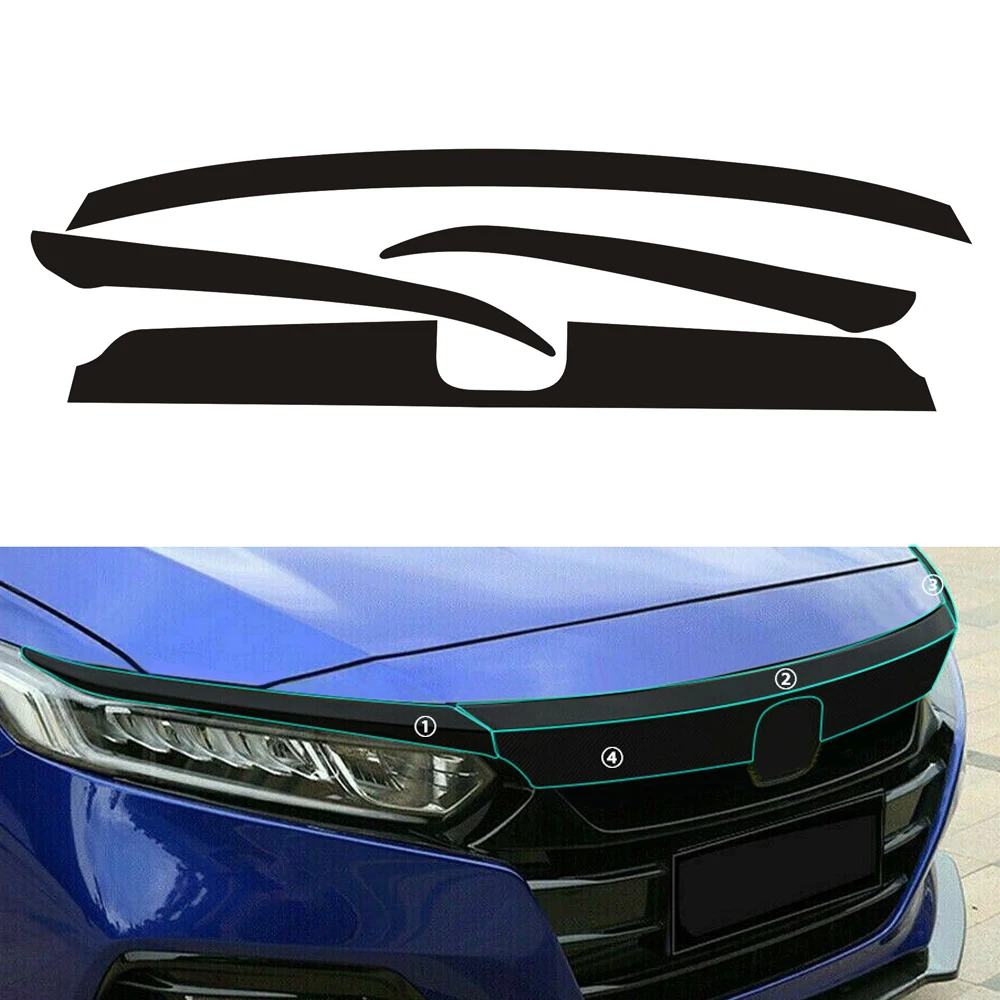 

For Honda Accord 2018-2020 Car Front Grille Chrome Delete Blackout Overlay Vinyl Window Trim Sticker Decals Accessories