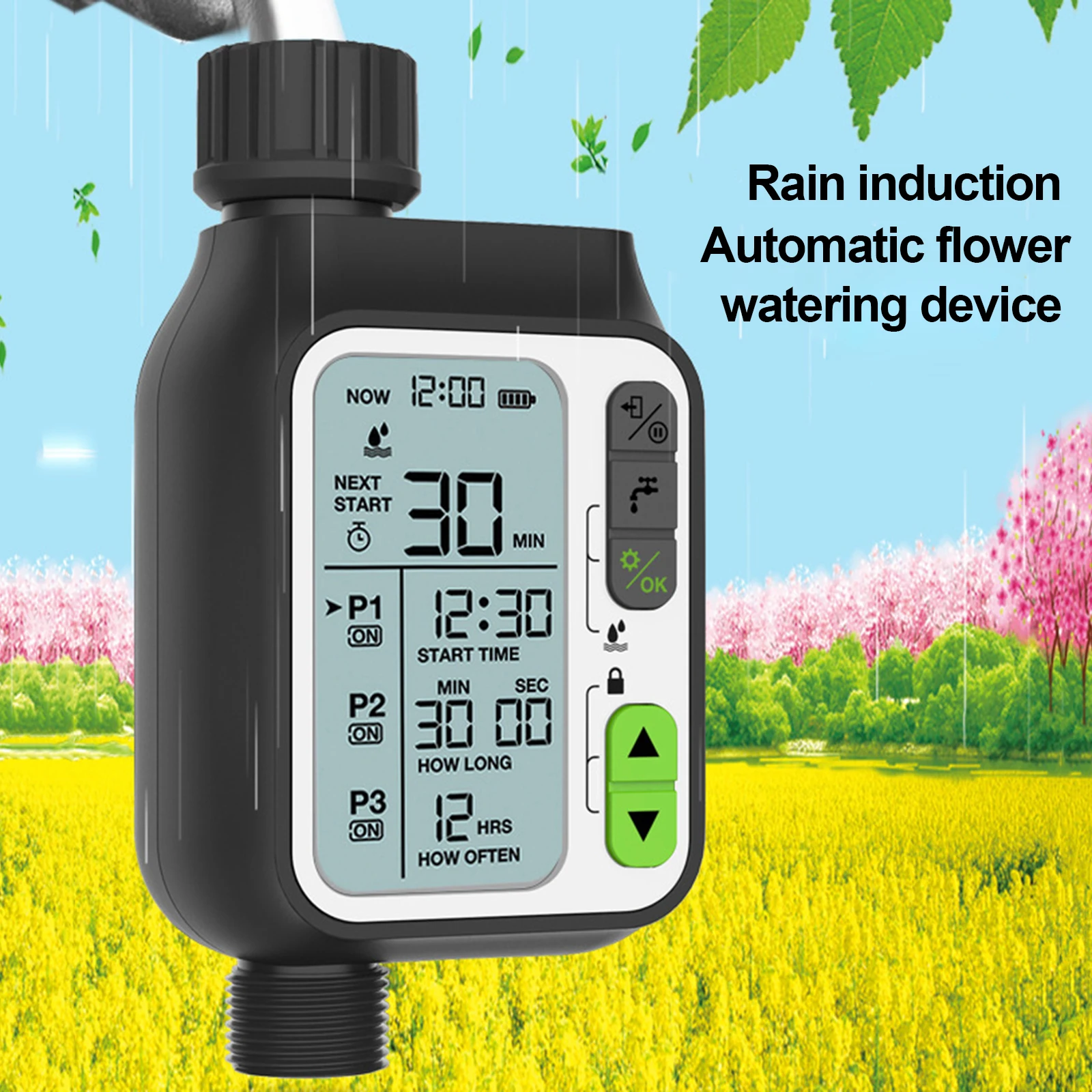 Automatic Waterproof Water Timer Garden Water Timer with Rain Sensor 3 Separate Timing Programs Irrigation Controller
Automatic Waterproof Water Timer Garden Water Timer with Rain Sensor 3 Separate Timing Programs Irrigation Controller