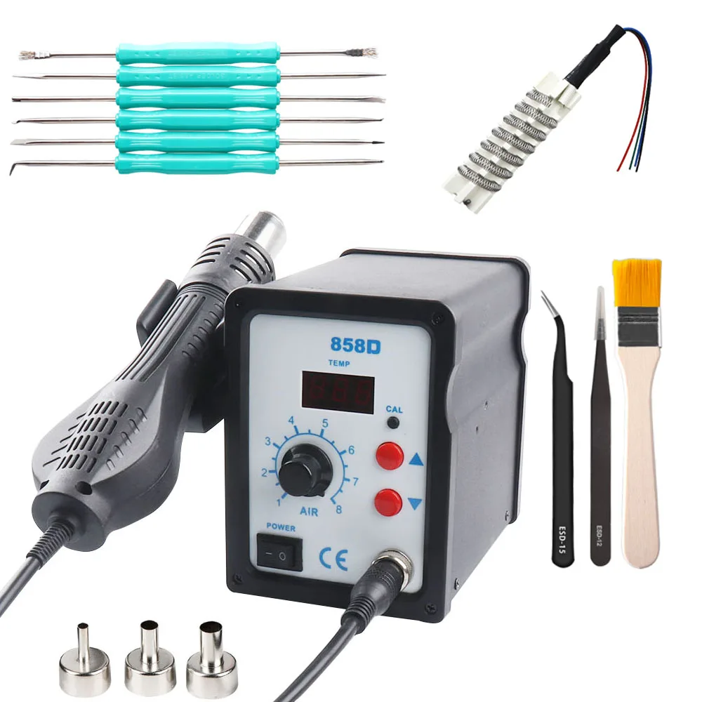 

Hot Air Gun 858D BGA Rework Solder Station Blower Hair Dryer Hairdryer Soldering Heat Gun 220V 110V For SMD SMT Welding Repair