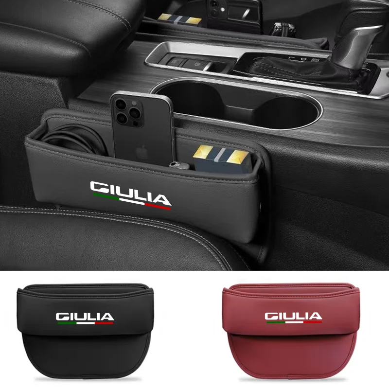 

Leather Car Cup Holder Seat Side Pockets Storage Holder Auto Seat Gap Crevice Storage Box For Alfa Romeo Giulia Car Accessories