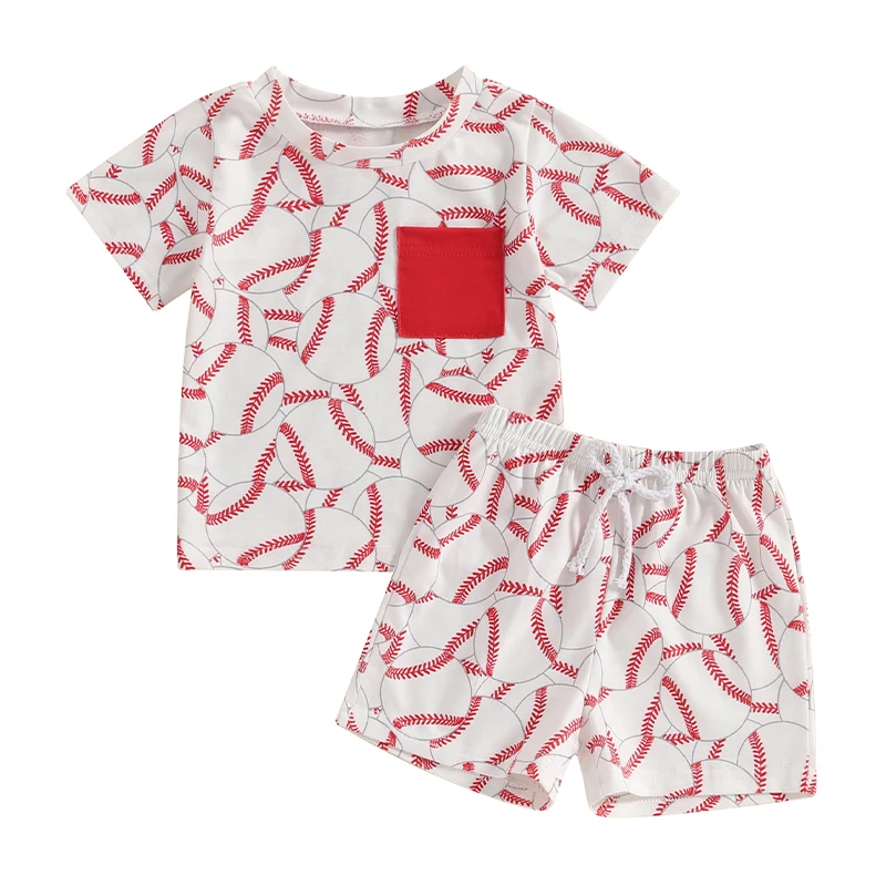 0-3T Toddler Boys Summer Outfits Baseball Print Pocket Short Sleeve T-Shirts Tops Elastic Waist Shorts 2Pcs Clothes Set
0-3T Toddler Boys Summer Outfits Baseball Print Pocket Short Sleeve T-Shirts Tops Elastic Waist Shorts 2Pcs Clothes Set