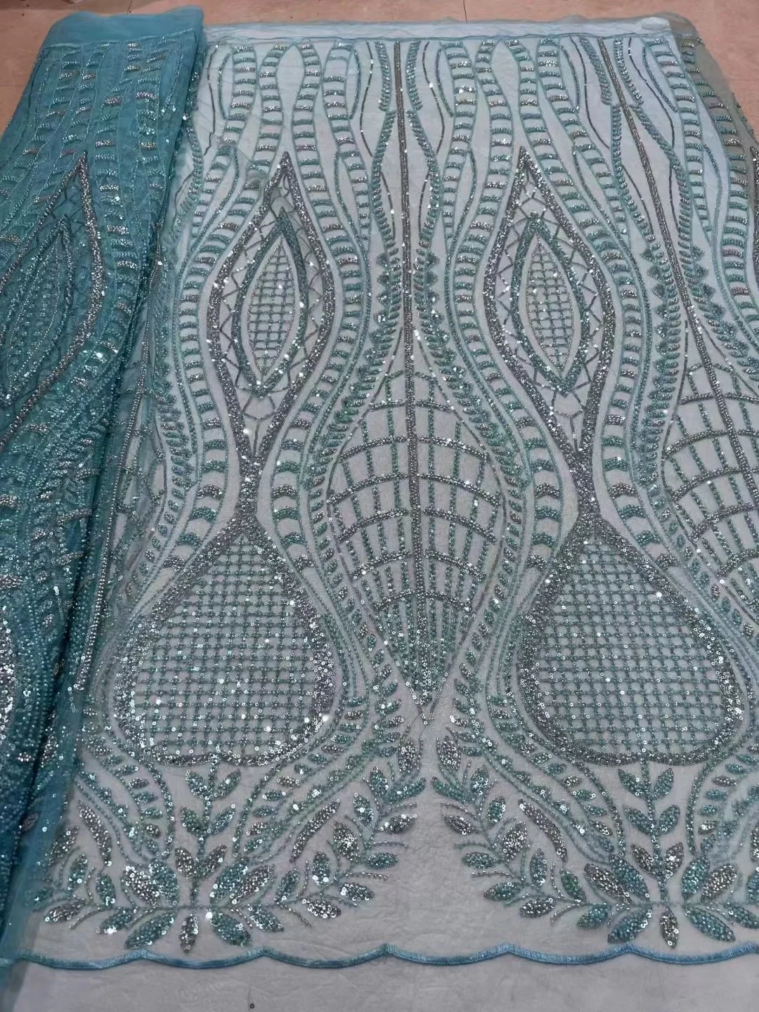 Blue African Sequins Tulle Lace Fabric 5 Yards 2023 High Quality Embroidery French Net Nigerian Beaded White Lace For Wedding
Blue African Sequins Tulle Lace Fabric 5 Yards 2023 High Quality Embroidery French Net Nigerian Beaded White Lace For Wedding