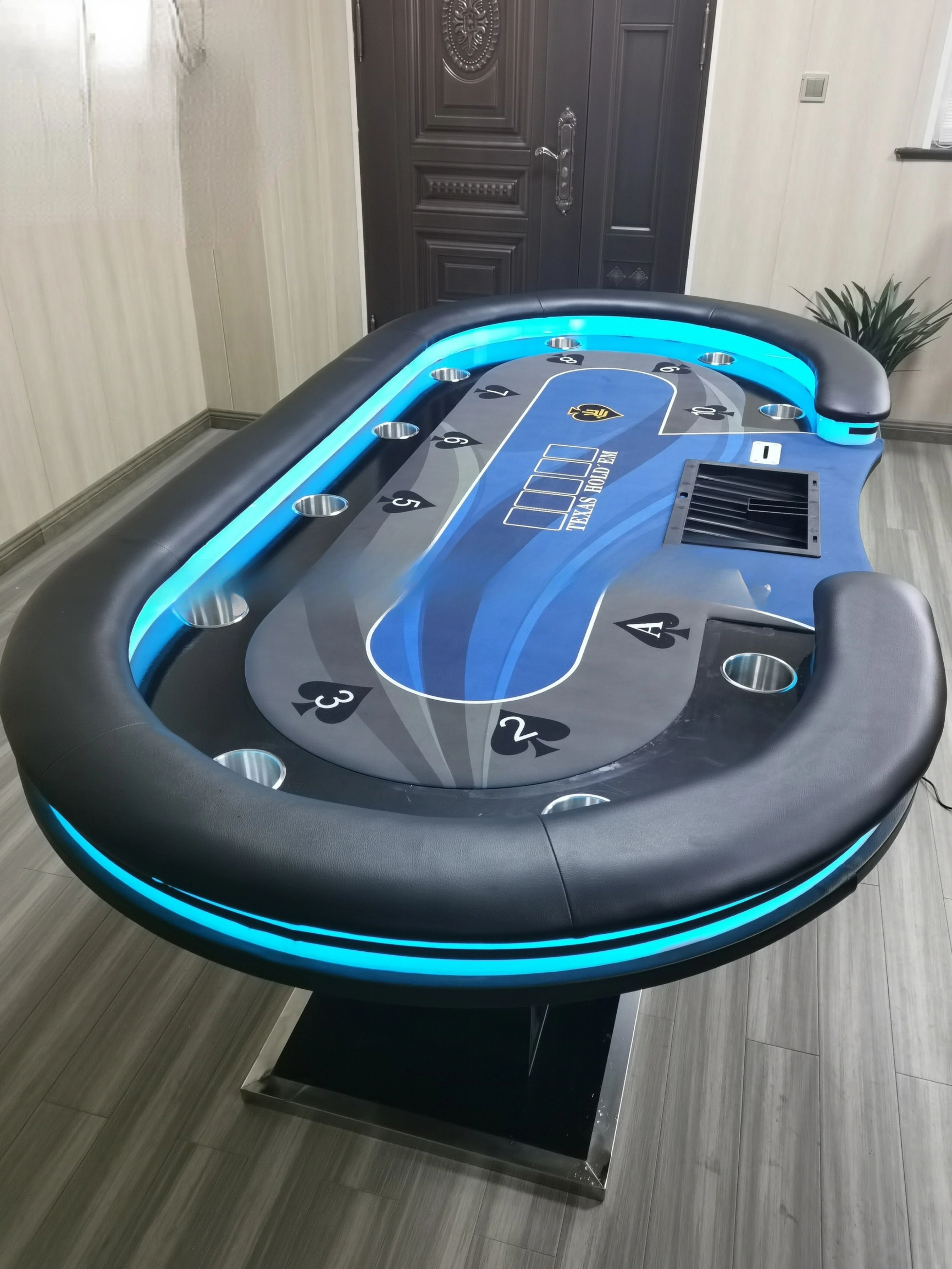 Poker Table with Remote Control LED Light Desktop Cloth Cushion Color Size Can Be Customized
Poker Table with Remote Control LED Light Desktop Cloth Cushion Color Size Can Be Customized