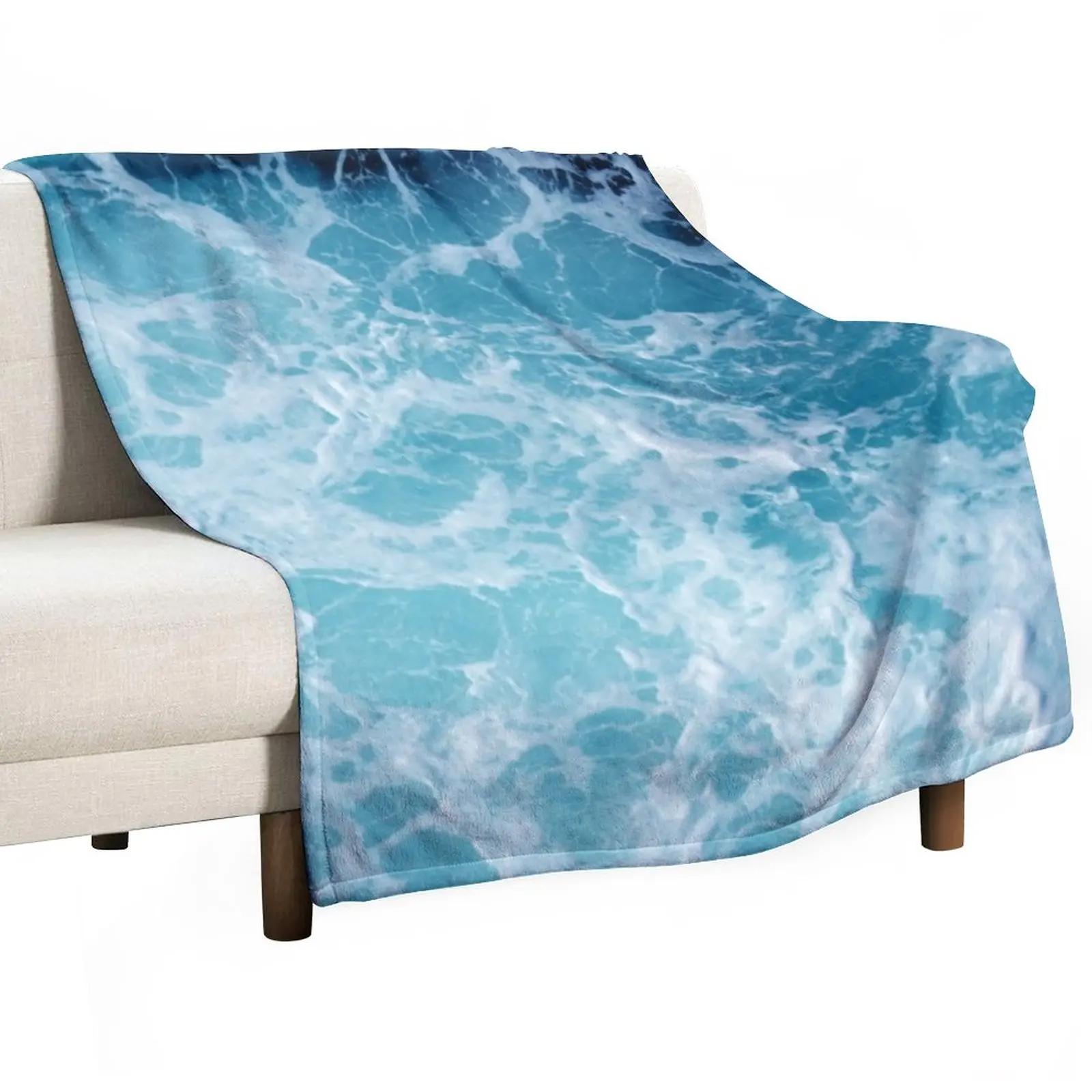 

New Blue Ocean Summer Beach Waves Throw Blanket sofa bed Bed linens Decorative Throw Blanket