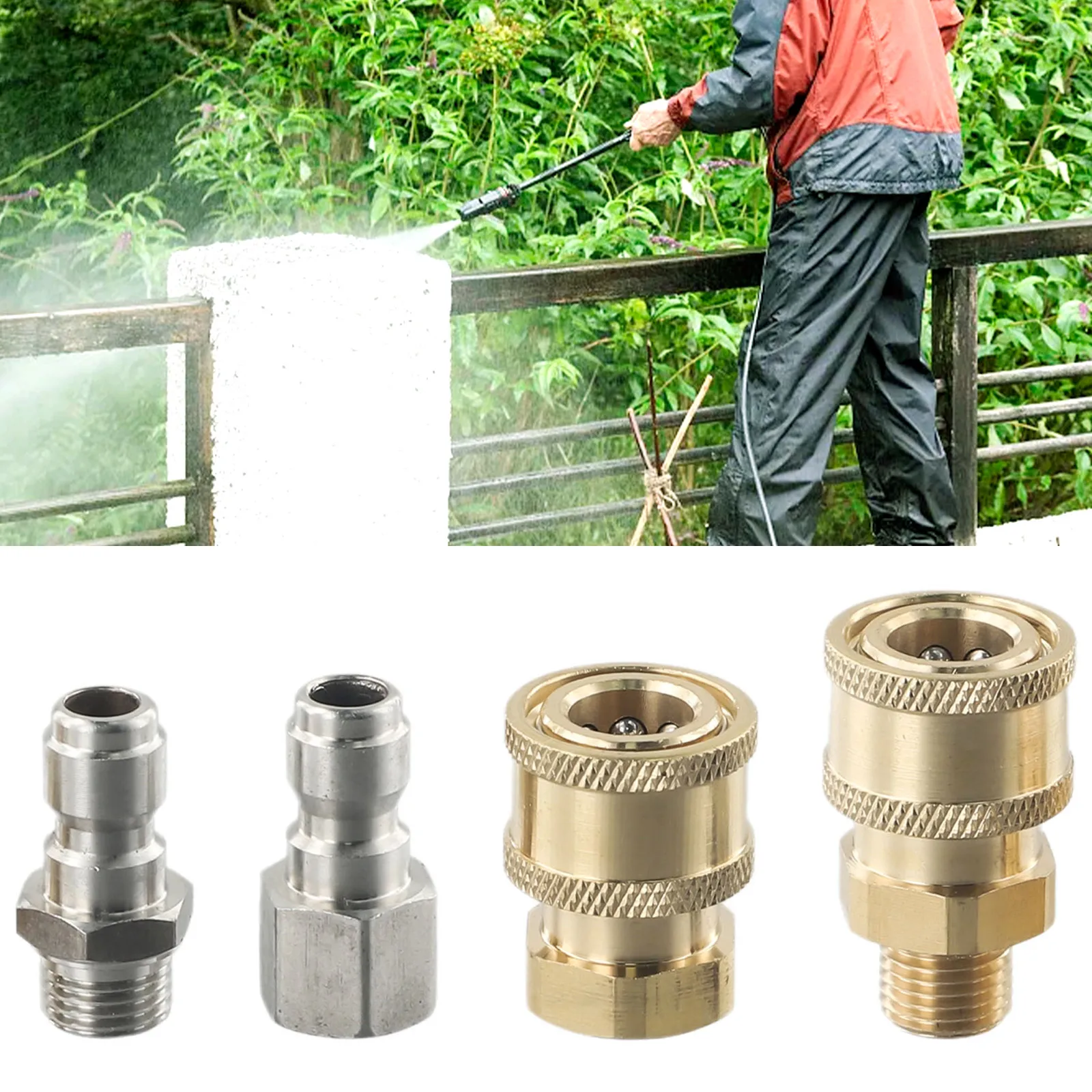 4Pcs 1/4 Quick Connector Pressure Washer Coupling Quick Release Adapter Male Male Fitting Washer Coupling For Garden Joints
4Pcs 1/4 Quick Connector Pressure Washer Coupling Quick Release Adapter Male Male Fitting Washer Coupling For Garden Joints