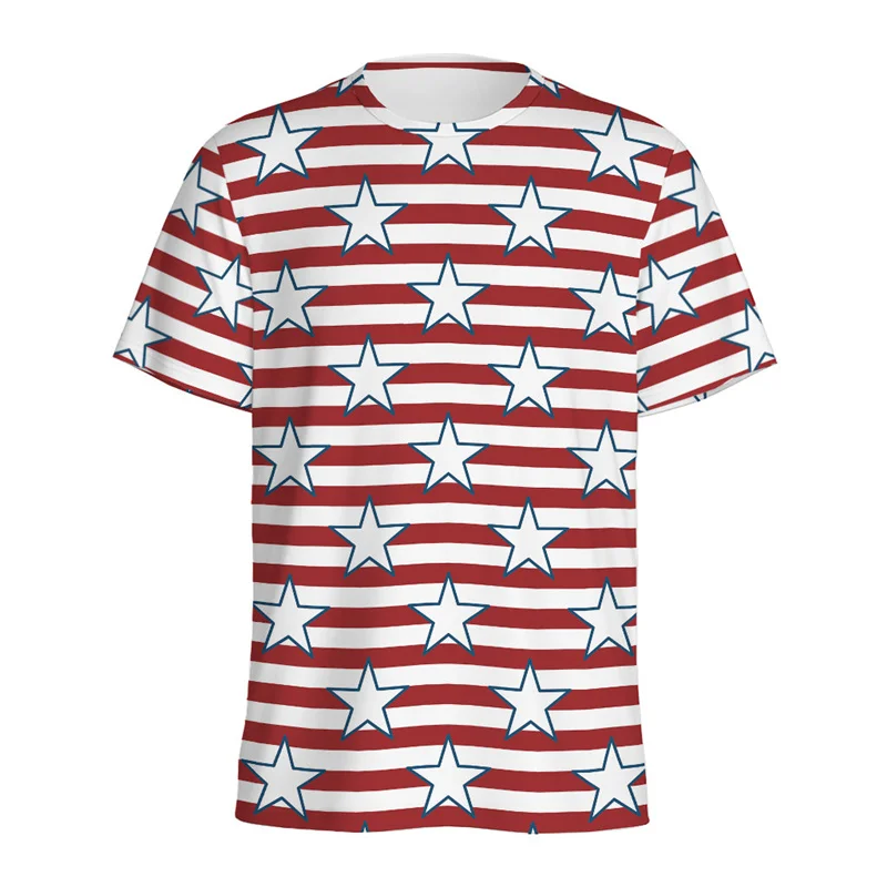 Summer Star Pattern T-shirt For Men Fashion Street 3D Printed USA Flag T Shirt Casual Tops Short Sleeves Round Neck Tee Shirts
Summer Star Pattern T-shirt For Men Fashion Street 3D Printed USA Flag T Shirt Casual Tops Short Sleeves Round Neck Tee Shirts