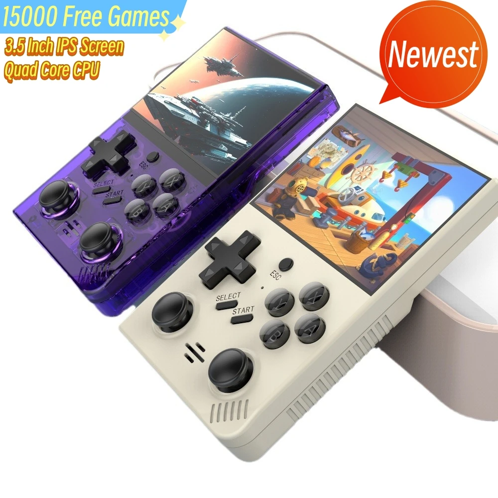 

Newest 15000 Free Games Mini Handheld Game Players 3.5" IPS Screen Portable Game Console For PS1/MAME/CPS 8/16/32/128 Bit Games