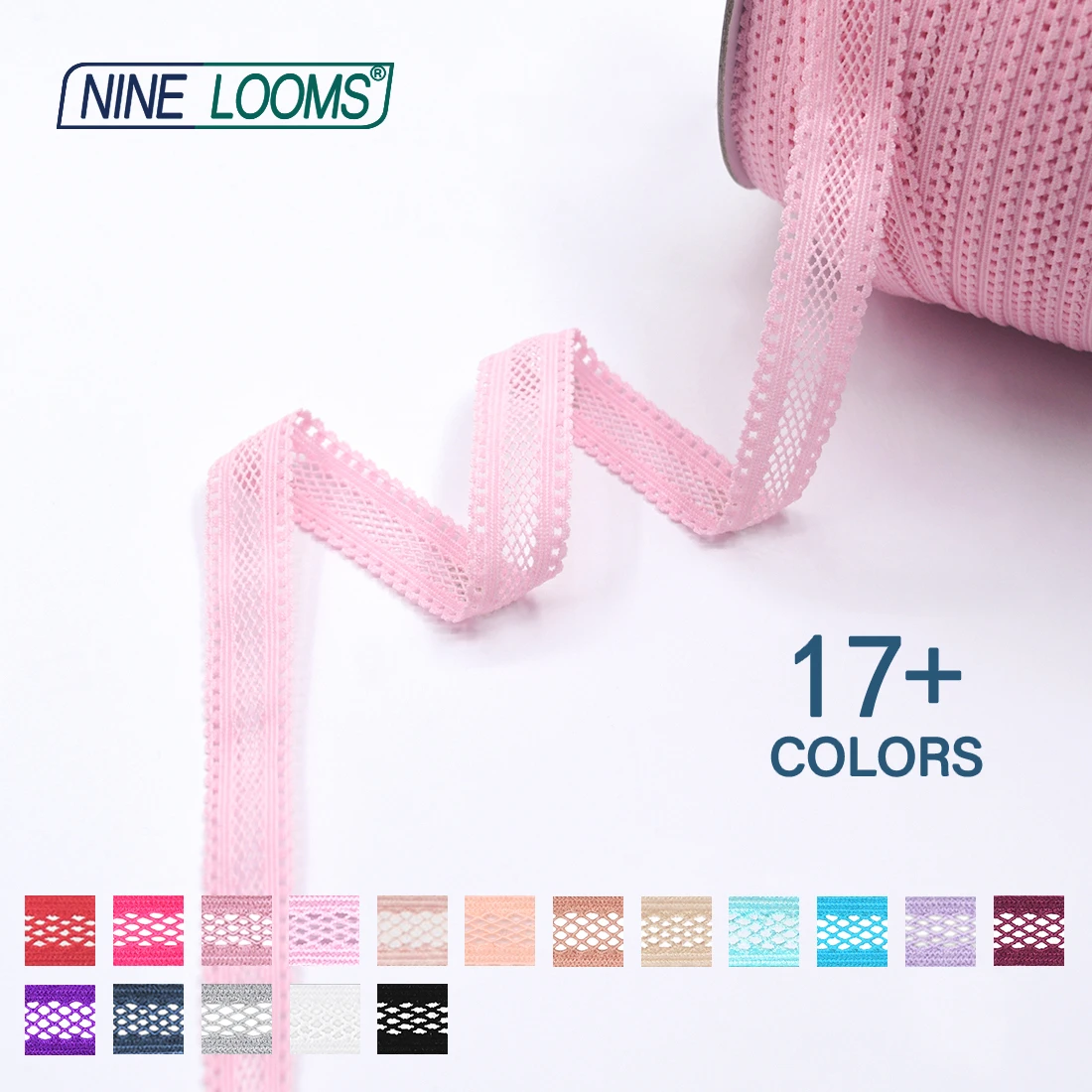 

NINE LOOMS Picot Loop Mesh Lace Trim Elastic 5/8" 15mm Decorative Spandex Bands Tape Underwear Lingerie Sewing Craft 2 5 10 Yard