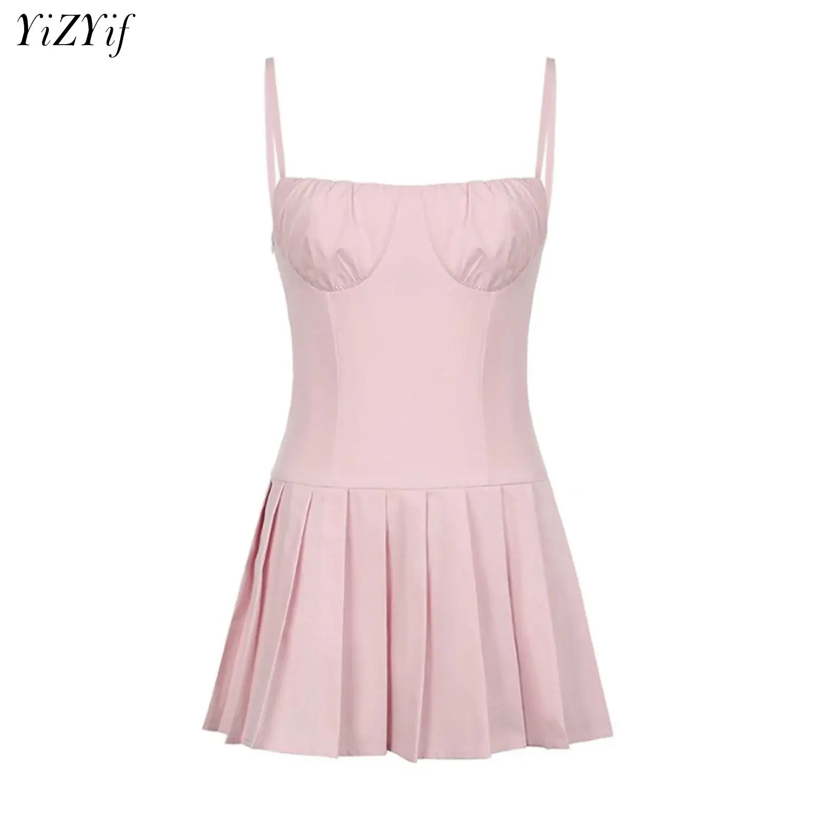 

Women Fashion Cami Dress Solid Color Ruched Low Cut Off Shoulder Dresses Clubwear Lady Summer Musical Carnival Dance Party Dress