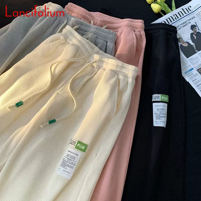 Japan Vintage Labeling Slim Cuff Sweat Pants Street High Elastic Waist Drawstring Wide Leg Hiphop Waffle Sweatpants Women Fall
Japan Vintage Labeling Slim Cuff Sweat Pants Street High Elastic Waist Drawstring Wide Leg Hiphop Waffle Sweatpants Women Fall