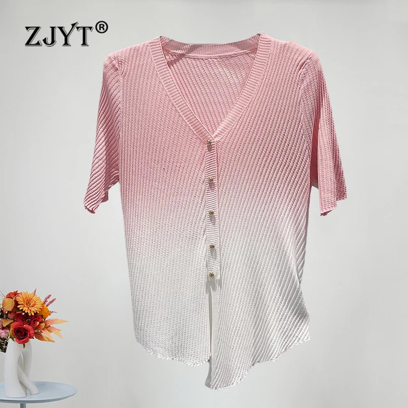 Gradient Pink Sweaters for Women, Short Sleeve Knitted Tops, Knitwear Pullovers, Basics Jersey, Korean Fashion, Summer
Gradient Pink Sweaters for Women, Short Sleeve Knitted Tops, Knitwear Pullovers, Basics Jersey, Korean Fashion, Summer