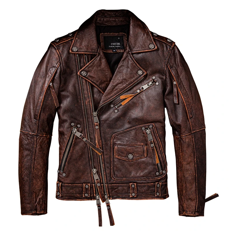 Vintage Brown Autumn Leather Jacket Men Motorcycle Style Plus Size 6XL Natural Cowhide Diagonal Zipper Genuine Leather Coat
Vintage Brown Autumn Leather Jacket Men Motorcycle Style Plus Size 6XL Natural Cowhide Diagonal Zipper Genuine Leather Coat