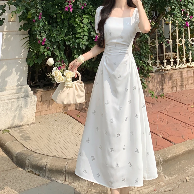 High end white square neck dress for women's summer new French elegant temperament, small and fresh first love long dress
High end white square neck dress for women's summer new French elegant temperament, small and fresh first love long dress