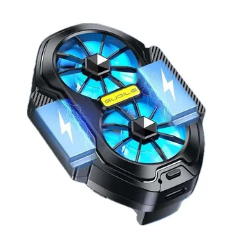 FS01 듀얼 선풍기 충전식 휴대폰 쿨러, 오래 지속되는 강력한 냉각, 공기 냉각 상품 이미지