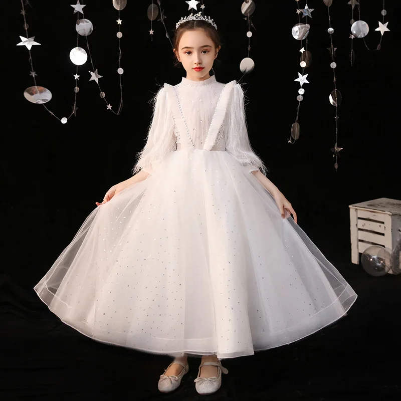 Children's Dress Wedding Girl Princess Dress Long sleeved Little Girl Host Flower Child Piano Performance Dress
Children's Dress Wedding Girl Princess Dress Long sleeved Little Girl Host Flower Child Piano Performance Dress