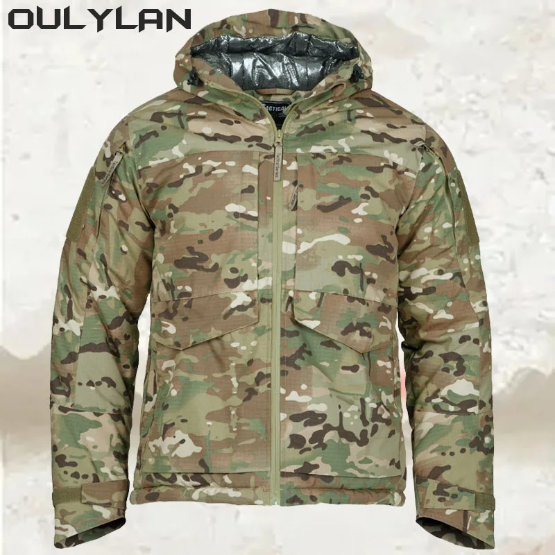 

Thickened Heat Reflective Cotton Jacket Men Camouflage Winter Warmth Windproof Cold Resistant Jackets Outdoor Tactical Functiona