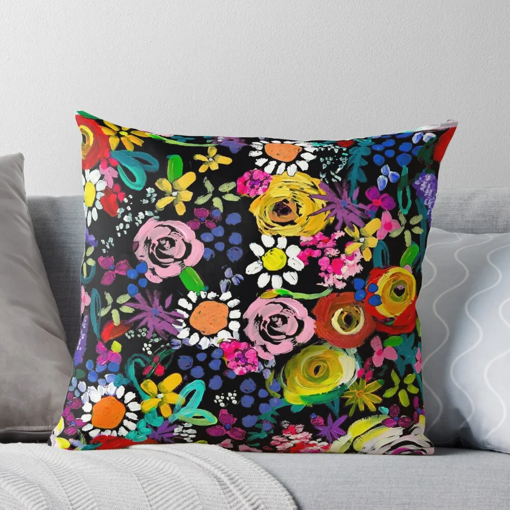 

Les Fleurs Vibrant Floral Painting Print Throw Pillow Rectangular Cushion Cover Throw Pillow christmas supplies sleeping pillows