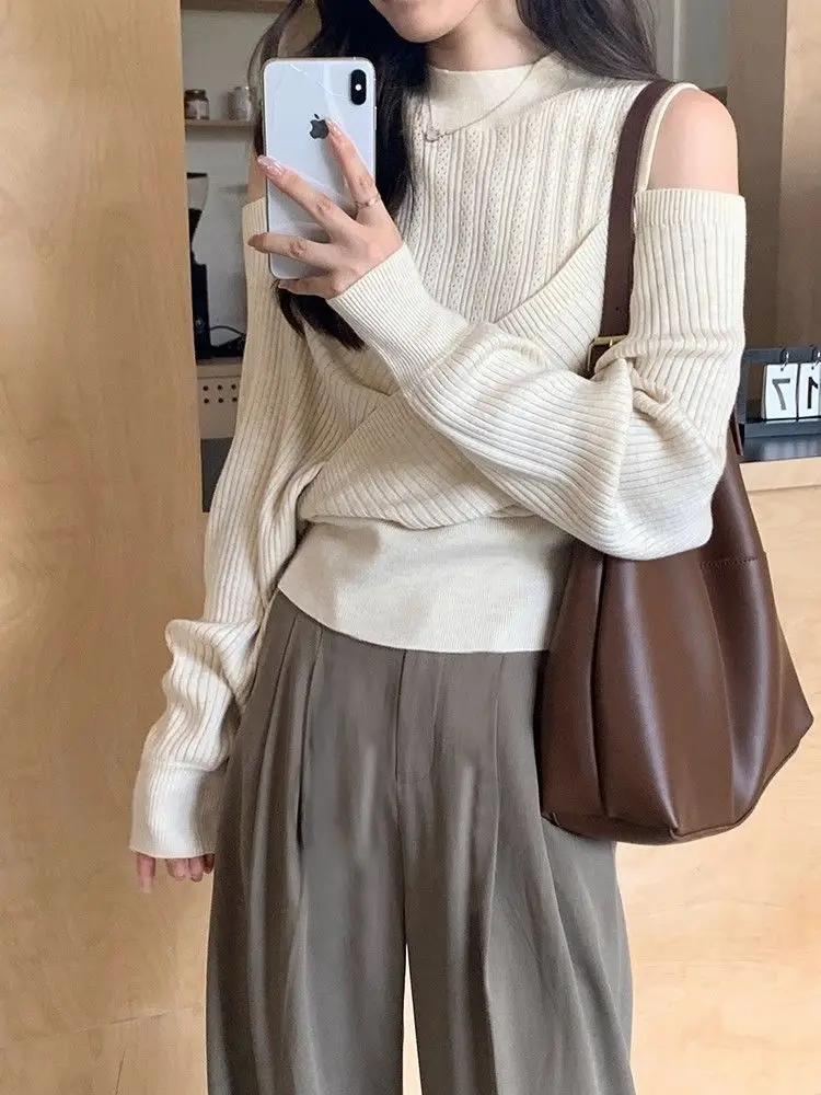 Deeptown Y2K Elegant Off Shoulder Sweater Women Harajuku Vintage Hollow Out Knitted Jumper Korean Old Money Irregular Pullover
Deeptown Y2K Elegant Off Shoulder Sweater Women Harajuku Vintage Hollow Out Knitted Jumper Korean Old Money Irregular Pullover