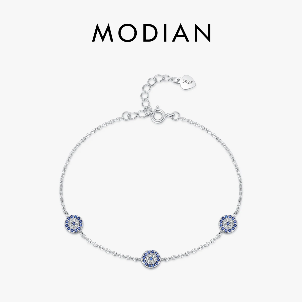 

MODIAN Authentic 925 Sterling Silver Blue Eyes Bracelet Fashion Chain Link For Women Birthday Mother‘s Day Gift Fine Jewelry