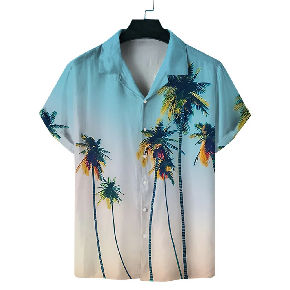 

Летние модные Гавайские пляжные рубашки, мужские и женские рубашки с цветочным принтом, топы в стиле Харадзюку, рубашка с отворотом и коротким рукавом, одежда для мальчиков и девочек