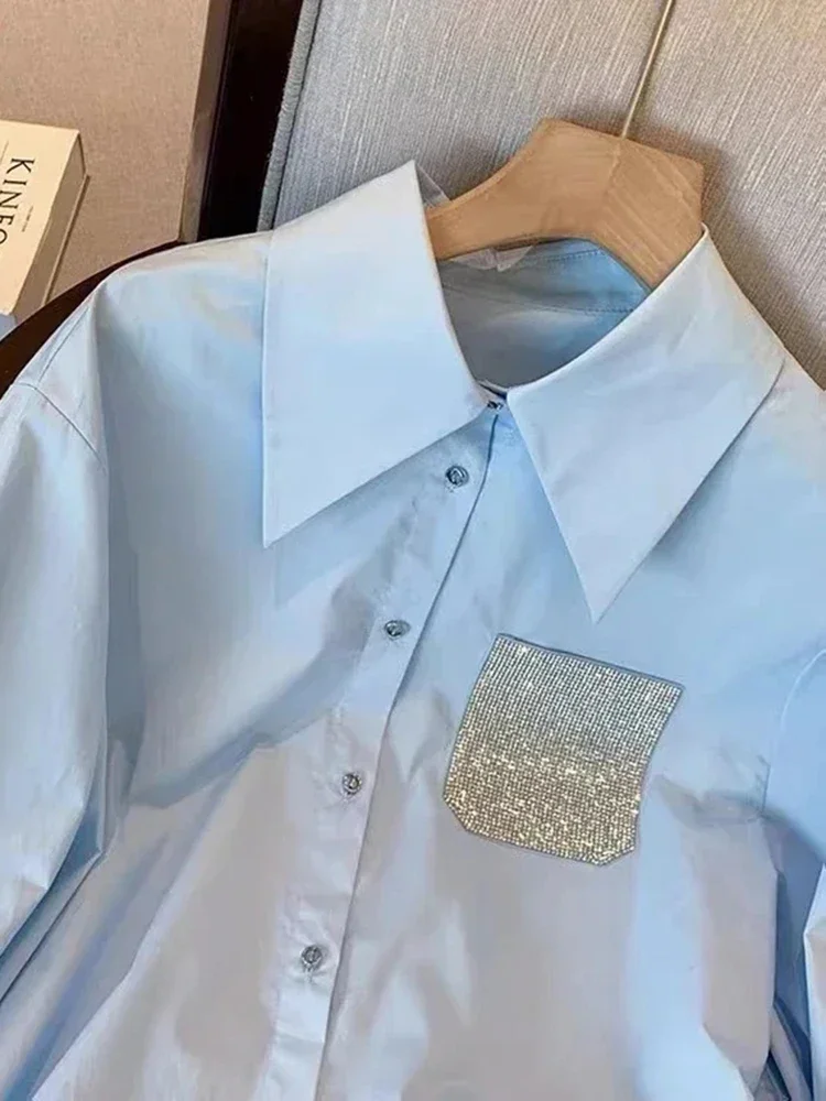 New Spring Blue French Chic Button Women's Shirt Elegant Loose Fit Long Sleeve Office Fashion for The Stylish Lady Shirts 
New Spring Blue French Chic Button Women's Shirt Elegant Loose Fit Long Sleeve Office Fashion for The Stylish Lady Shirts