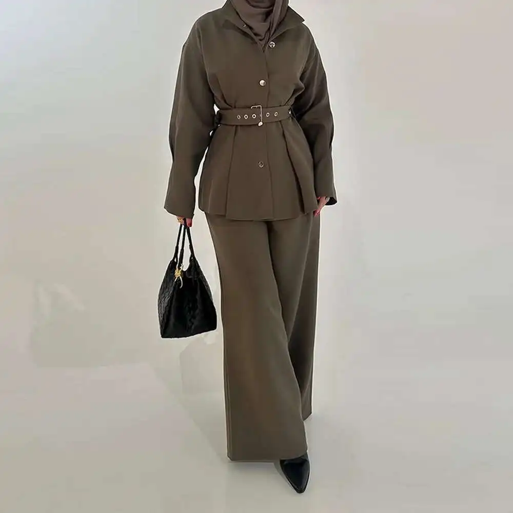 KWTX Solid Two Piece Women's Collar Long Sleeve Splicing Belt Coat High Waist Pants Warm Set Women's Clothing 2025 Spring New 10 Sb556994b48c64fcb8dd738b38b35fd18L