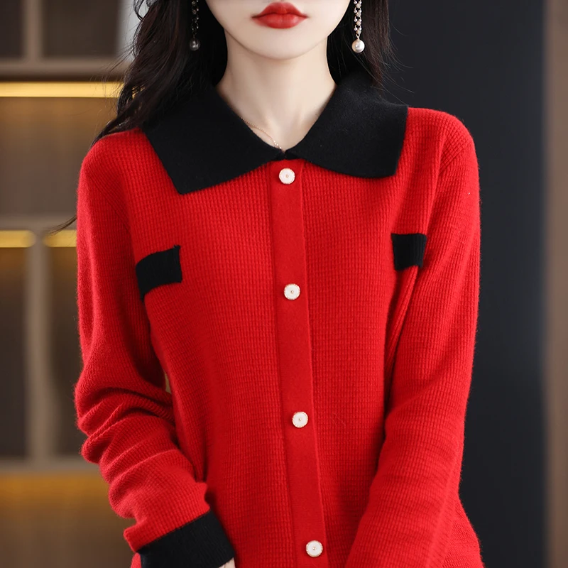 2023 Autumn Winter New 100% Wool Sweater Women's Turndown Collar Warm Pullovers Female Fashion Long Sleeve Loose Knitted Jumper
2023 Autumn Winter New 100% Wool Sweater Women's Turndown Collar Warm Pullovers Female Fashion Long Sleeve Loose Knitted Jumper