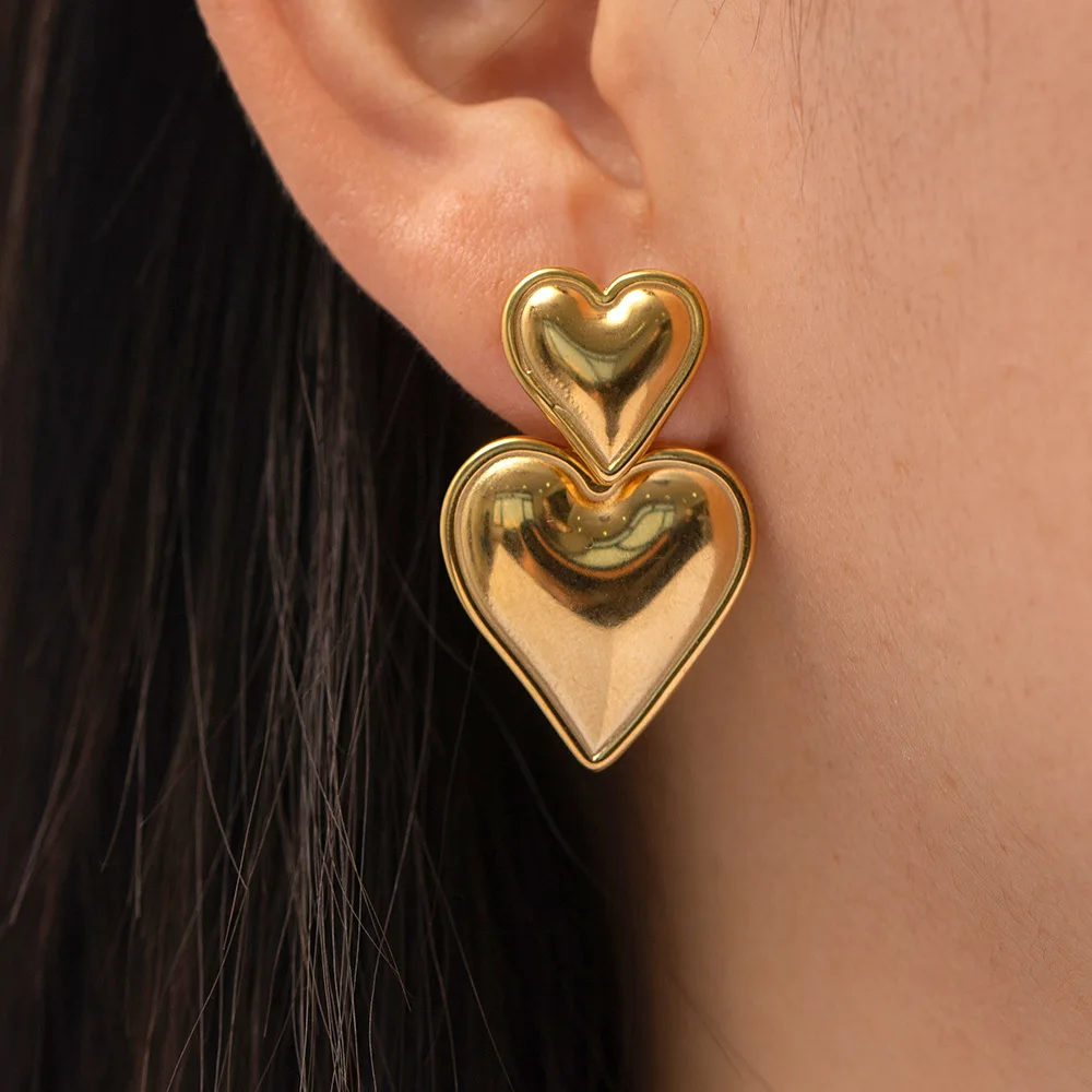 Stainless Steel PVD 18K Gold Plated Tarnish Heart Drop Earrings For Woman Jewelry Wholesale 2023 Trendy INS
Stainless Steel PVD 18K Gold Plated Tarnish Heart Drop Earrings For Woman Jewelry Wholesale 2023 Trendy INS